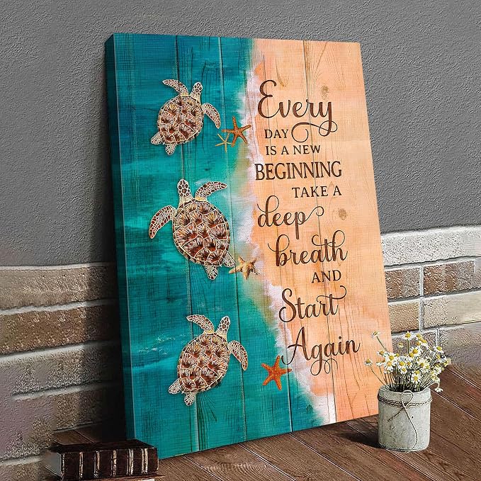 Sea Turtle Wall Art Teal Bathroom Decor Farmhouse Coastal Room Decor - Image 4