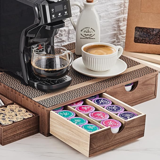 SMARTAKE Wooden K Cup Organizer Coffee Pod Storage Box, Coffee Pod Tea by SMARTAKE
