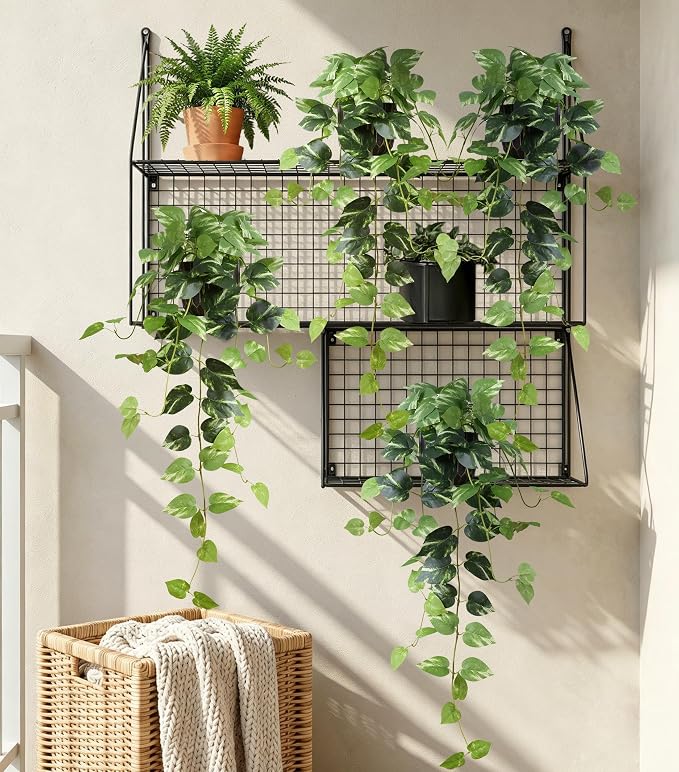 Fake Plants 2 Pcs Faux Pothos Plants Potted Indoor Artificial Hanging Plants - Image 5
