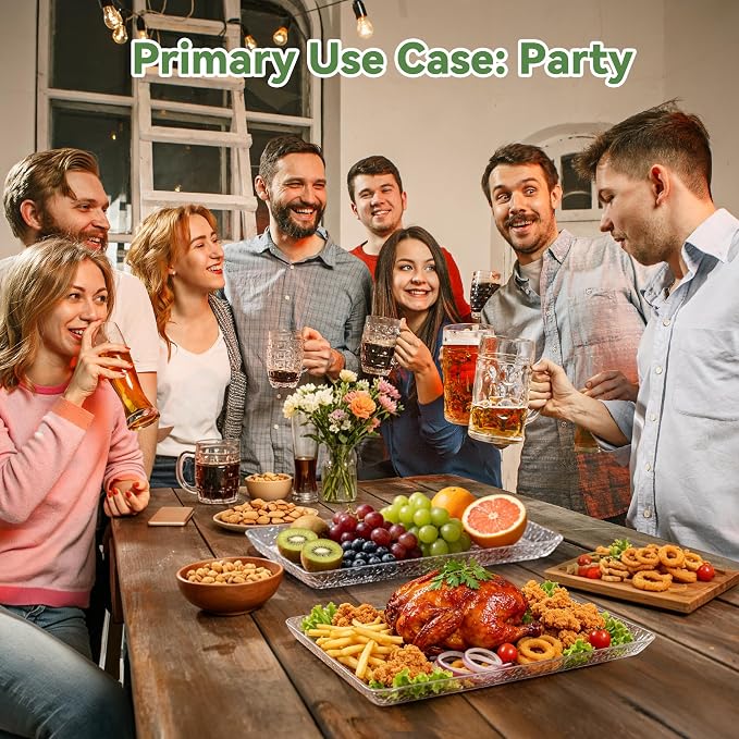 Clear Serving Trays for Party 2 Pack, 15x11 Acrylic Food Platters | 2 pack - Image 4