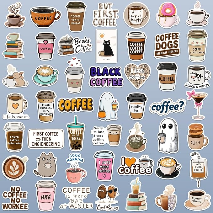 102pcs Coffee Stickers, Cute Coffee Cup Stickers - Image 3