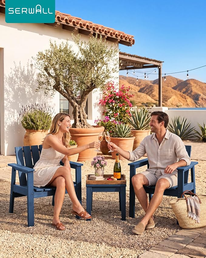 SERWALL Adirondack Chair Set, Includes Adirondack Chairs Set of 2 and 1 Piece - Image 11