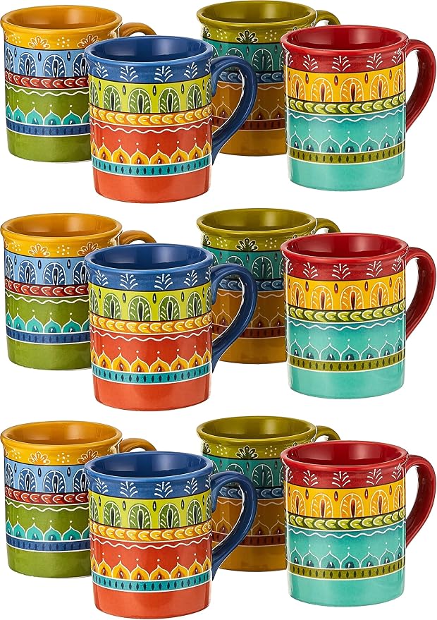 Valencia Mugs Set of 4 – 16 oz Colorful Ceramic Coffee Cups by CERTIFIEDINTERNATIONAL