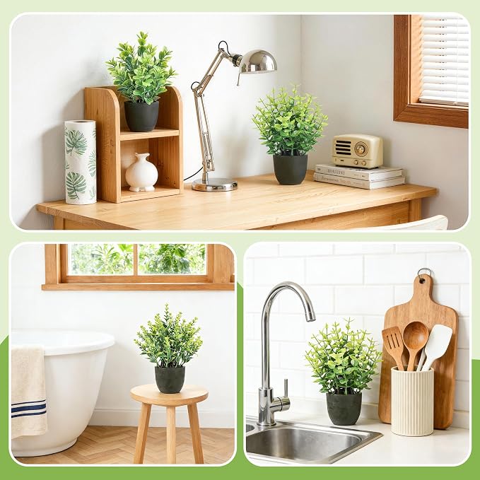 Der Rose 4 Pack Mini Artificial Plants Indoor in Pots Mixed Fake Plants - Image 4