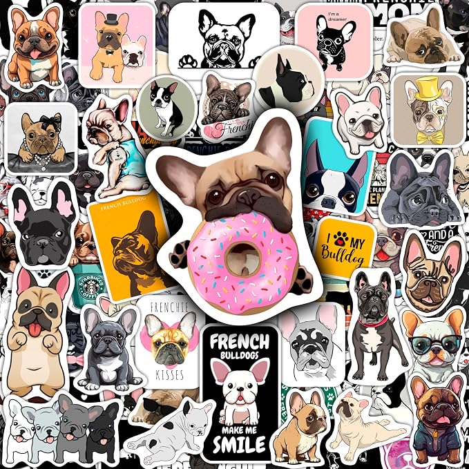 100Pcs French Bulldog Stickers for Laptop by BulbaCraft