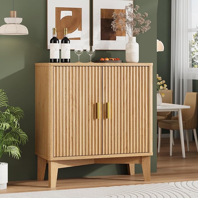 Xixini Fluted Buffet Sideboard Cabinet, Wood Small Buffet Table - Image 7