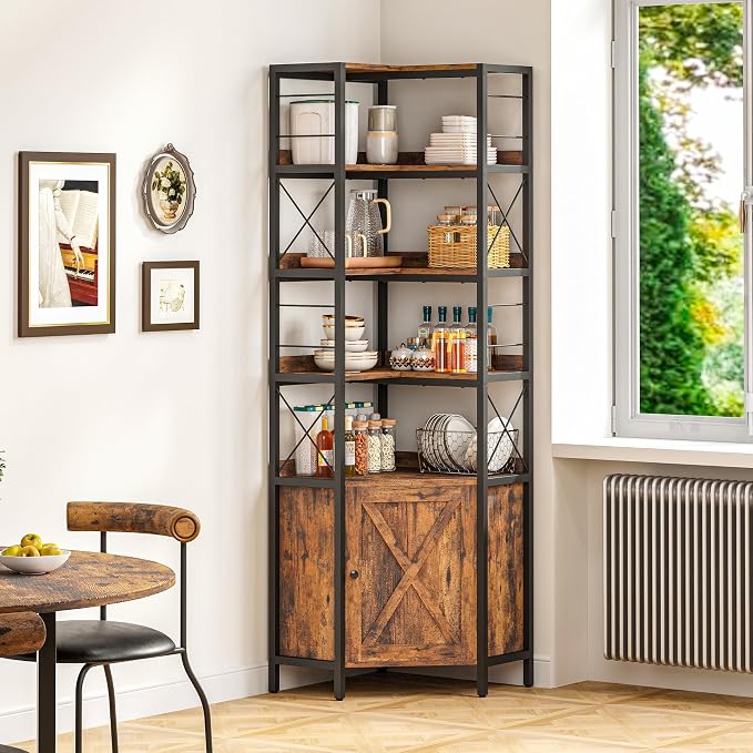 IRONCK Corner Bookshelf, 78 in Tall L Shaped Bookshelf - Image 2