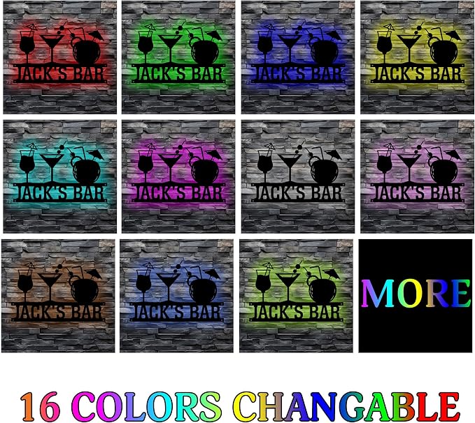 Personalized Bar Sign, Custom Bar Metal Wall Art, Led Lights Drink Sign Custom - Image 7