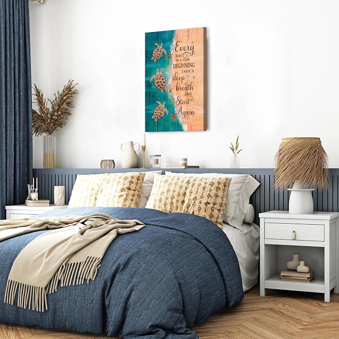 Sea Turtle Wall Art Farmhouse Bathroom Wall Decor Rustic Ocean Animal Theme - Image 2