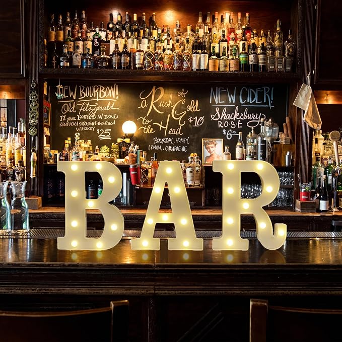 Light Up BAR Sign, Marquee LED Letters Battery Powered LED Letter Lights - Image 2