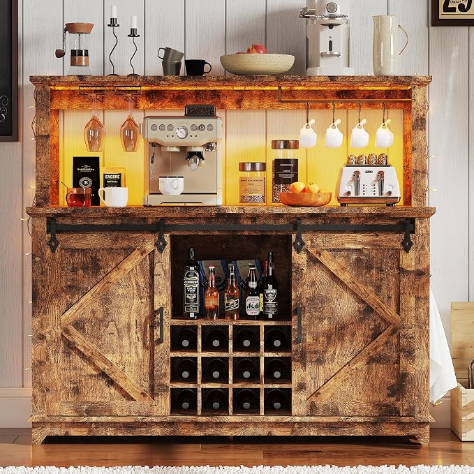 Hetoy Farmhouse Coffee Bar Cabinet 55" Tall by HetoyRideon