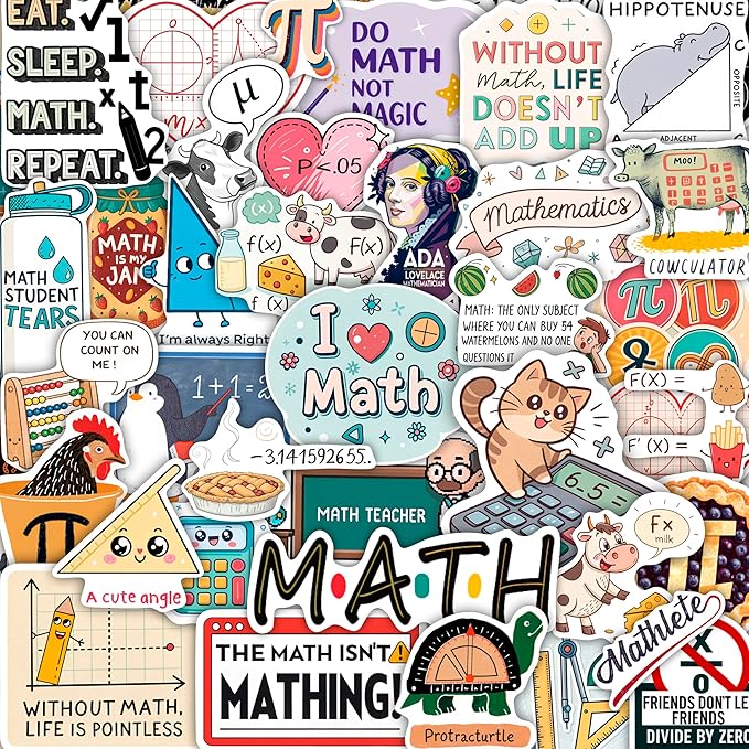 100Pcs Math Stickers for Laptops & Water Bottle by BulbaCraft