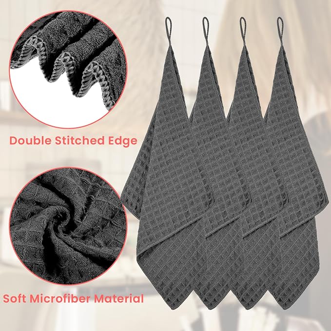 4Pack Waffle Weave Microfiber Towel, 11.8" Barista Towels - Image 4