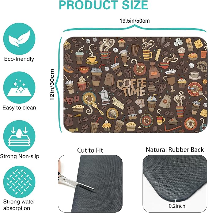 Coffee Bar Mat Accessories for Countertop Super Absorbent Anti-Slip Silicone - Image 5