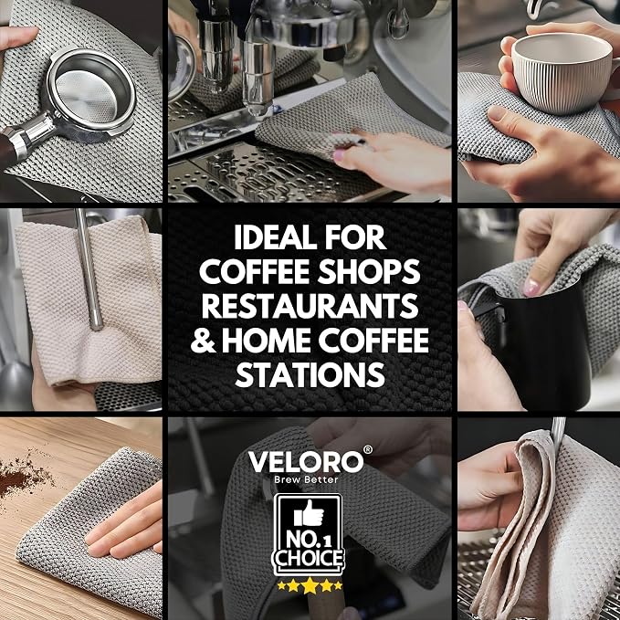 VELORO Espresso Machine Cleaning Kit – 6 Premium Barista Towels + BONUS - Image 4