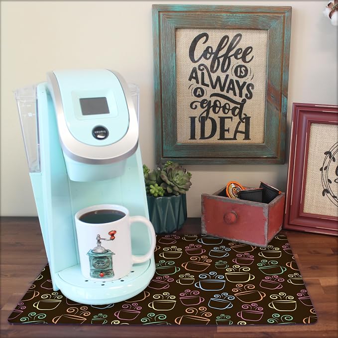 Coffee Maker Mat for Countertop – Absorbent, Non-Slip Coffee Bar Mat, Protects - Image 3