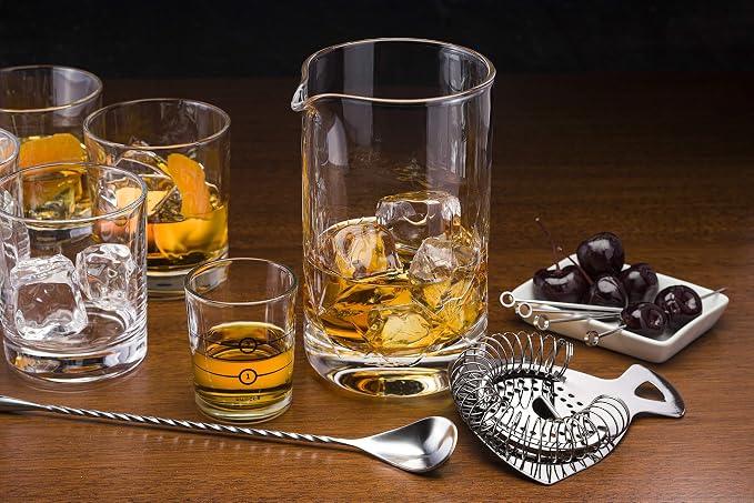 Cork & Mill Cocktail Mixing Glass, Old Fashioned Kit, Large 24 oz Crystal - Image 8
