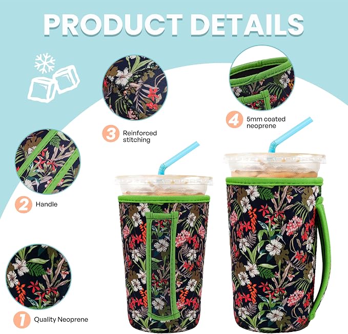 KJQJLY 3 Pack Reusable Iced Coffee Sleeves - Image 4