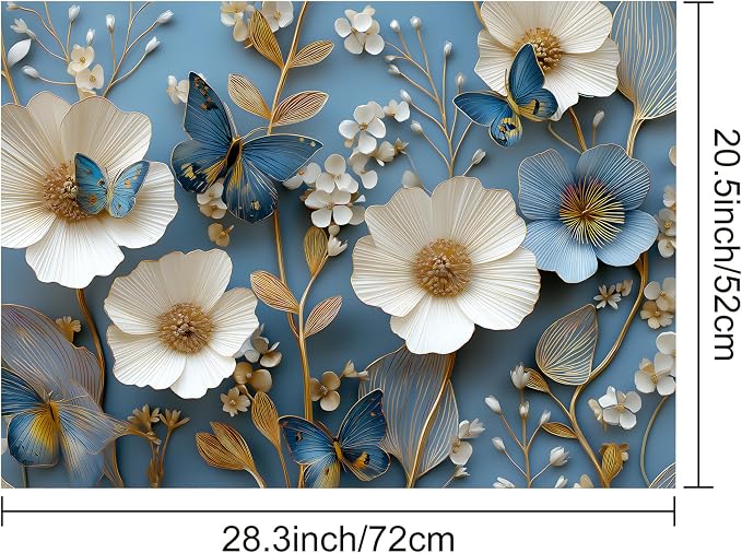 lue Butterfly Floral Stove Top Cover 28.3 x 20.5 Inches, Heat Resistant Glass - Image 4