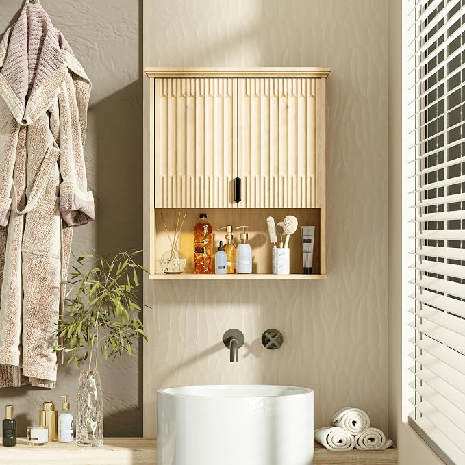 FLOWBACK Bathroom Wall Cabinet Over The Toilet Storage, 23.5×31.4 Inch Wall - Image 2