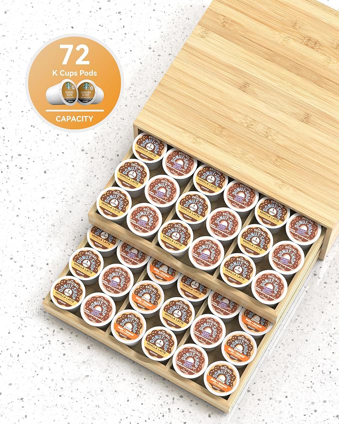 Bamboo Coffee Pod Drawer Organizer Compatible - Image 4