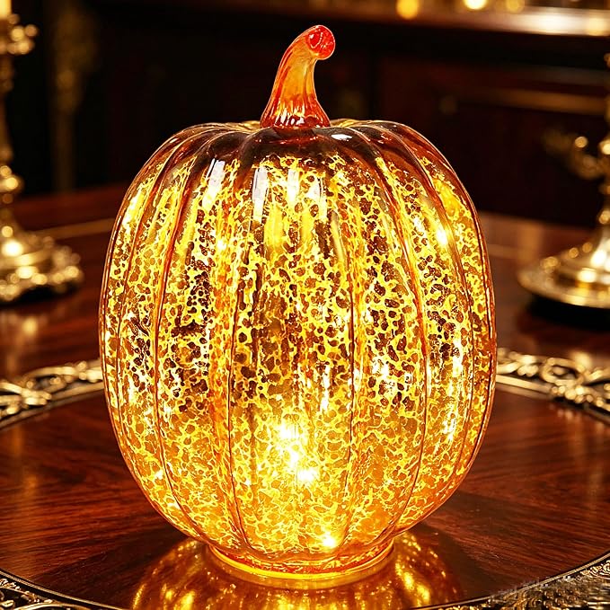 Mercury Glass Pumpkin Light by CFDECORCandlesandHolders