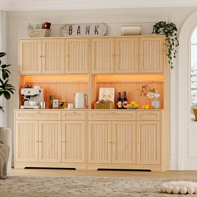 BORNOON Pantry Cabinet with Charging Station and Light, Tall Kitchen Pantry - Image 6