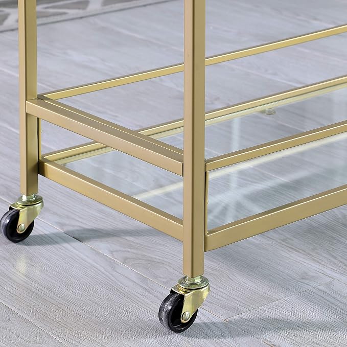 FirsTime & Co. Gold Francesca Bar Cart, 2 Tier Mobile Mini Bar, Kitchen Serving - Image 6