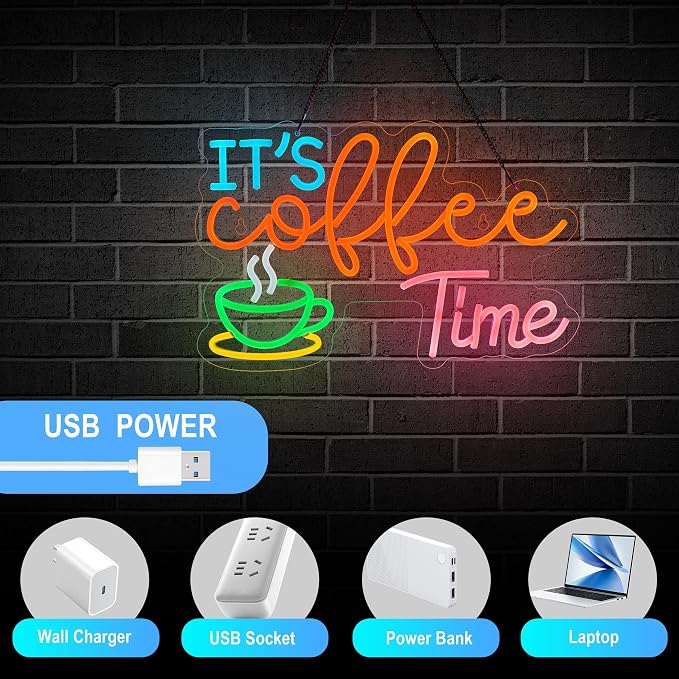 It's Coffee Time Neon Sign for Wall Décor Dimmable Coffee Station Farmhouse Bar - Image 5