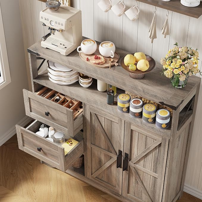 Vabches Farmhouse Buffet Sideboard Cabinet - Image 7