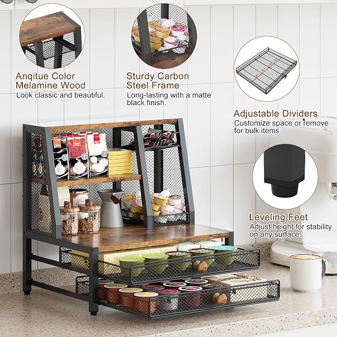 TQVAI Coffee Bar Organizer, Maximize Small Countertop Space, 70 Standard - Image 4