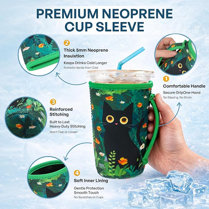 KJQJLY 3 Pack Reusable Iced Coffee Sleeves - Image 4