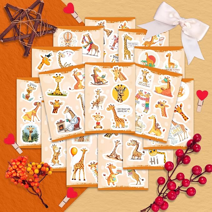 100Pcs Giraffe Stickers, Giraffe Party Decorations, Favors — Cute Animal Decals - Image 7