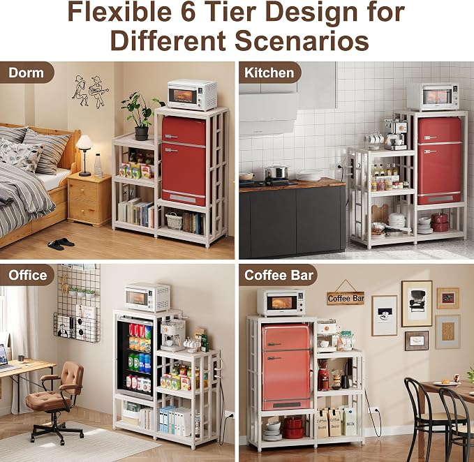 Mini Fridge Stand Coffee Bar Cabinet Station - Image 5