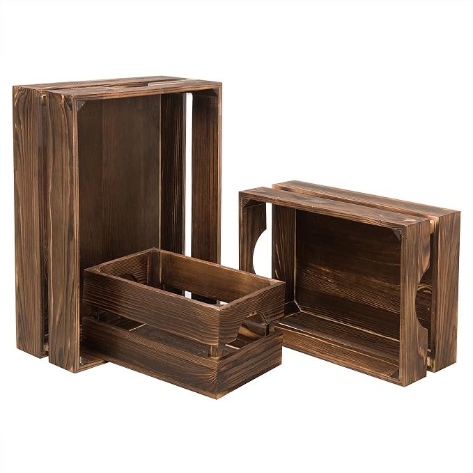 MyGift Rustic Dark Brown Solid Wood Storage Organizer Box by MyGiftHome