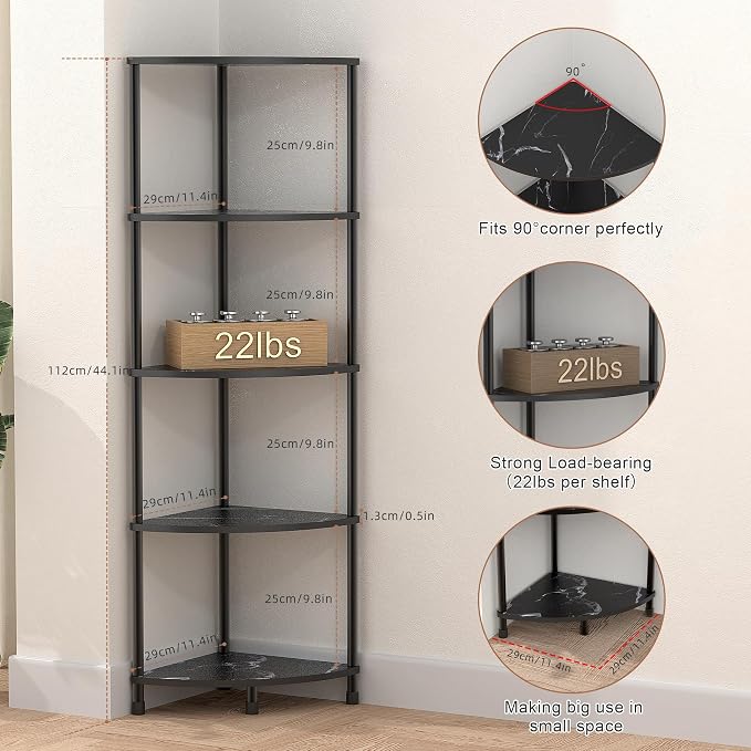 Book Shelf Corner Shelf, 5 Tier Corner Bookshelf Display - Image 2
