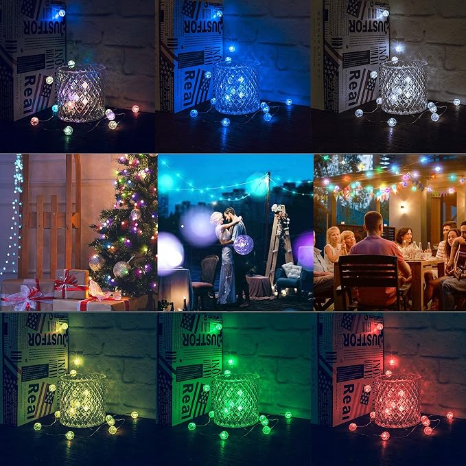 Globe String Lights for Bedroom, Crystal Crackle Small Ball Lights for Classroom - Image 2