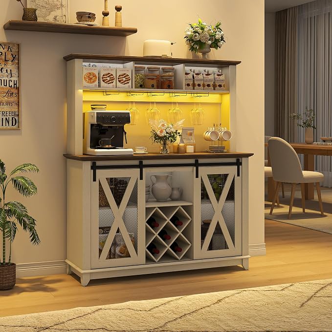 47"Wide 56"H Farmhouse Coffee Bar Cabinet - Image 3
