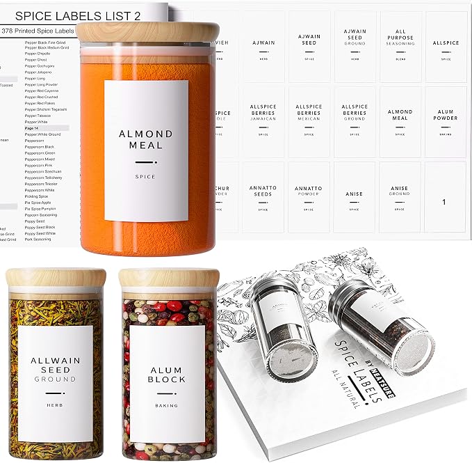 Neatsure 400 Minimalist Spice Labels, Preprinted Stickers Booklet, Herb by Neatsure