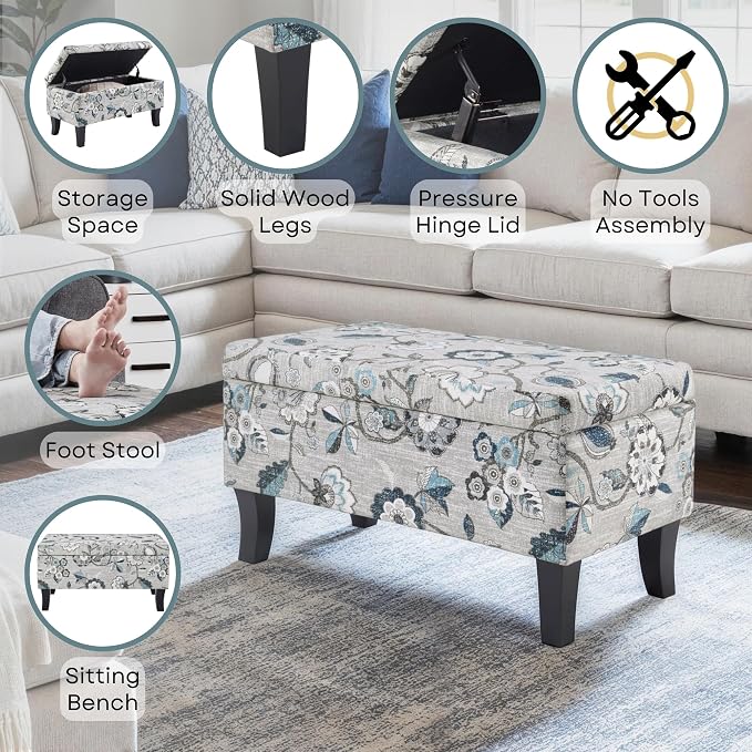 Convenience Concepts Designs4Comfort Winslow Storage Ottoman Bench 32" - Image 6