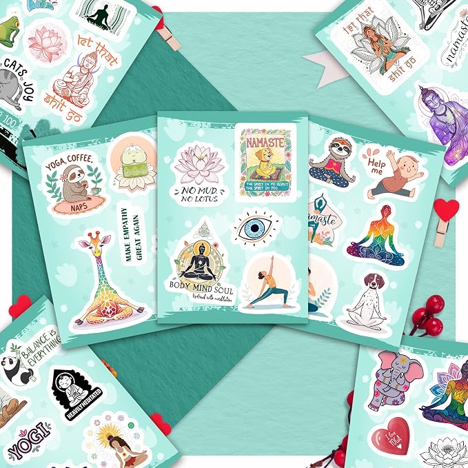 100Pcs Yoga Stickers for Planner, Water Bottle - Image 7