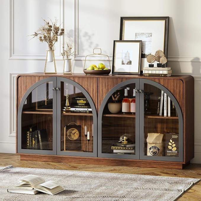 Sideboard Buffet Cabinet with Storage, Modern Coffee Bar Liquor Cabinet w/2 - Image 3