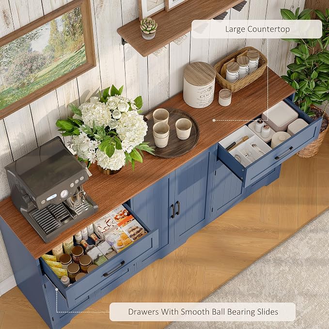 Whalefall 71" Farmhouse Sideboard Buffet Cabinet - Image 4
