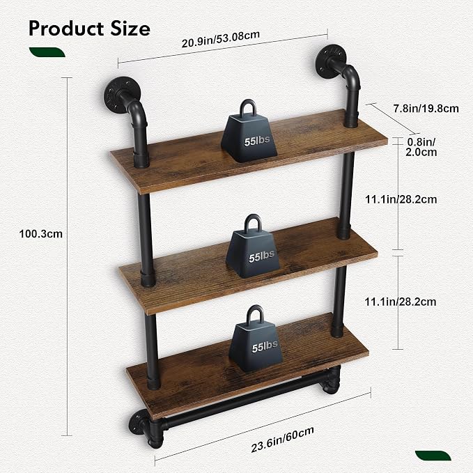 Merapi 24" Industrial Floating Shelves - Image 3