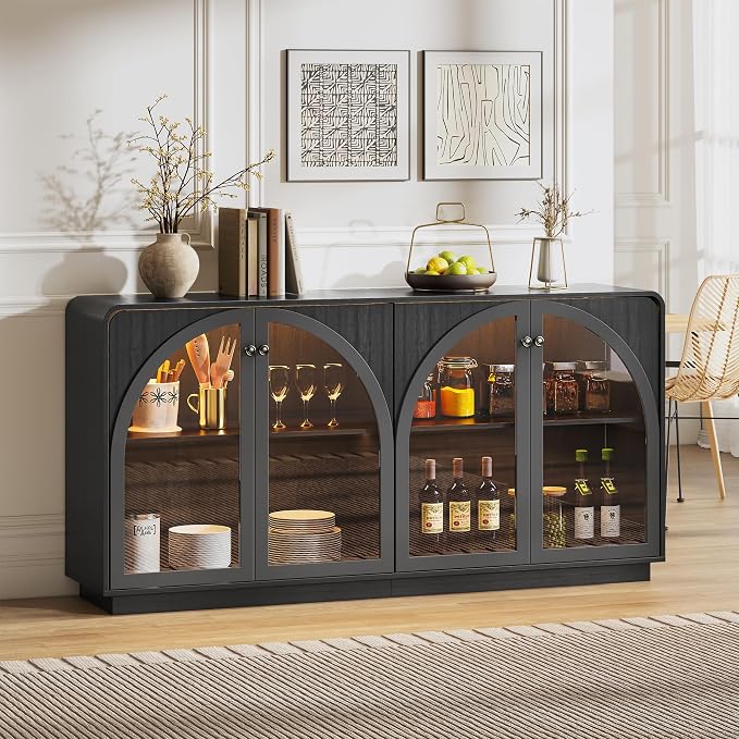 Sideboard Buffet Cabinet with Storage, Modern Coffee Bar Liquor Cabinet w/2 by beronbaer