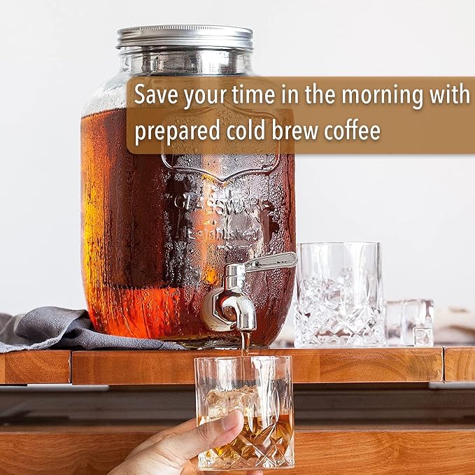 BTaT- 1 Gallon Cold Brew Coffee Maker, Thick Glass Pitcher | Stainless Steel - Image 7