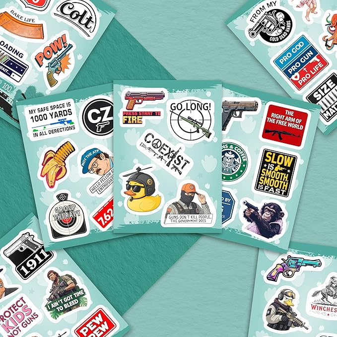 100Pcs Firearm Stickers and Decals, Gun & Tactical Stickers Pack- Military - Image 5