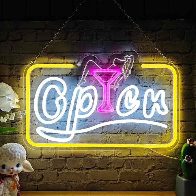 Led Neon Open Signs for Business Window Wall Door, USB Powered, Dimmable by Eoxuefo