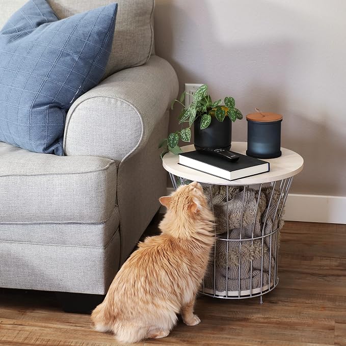 Sunnydaze 17.25-Inch H Modern Pedestal Wire Side Table - Image 5