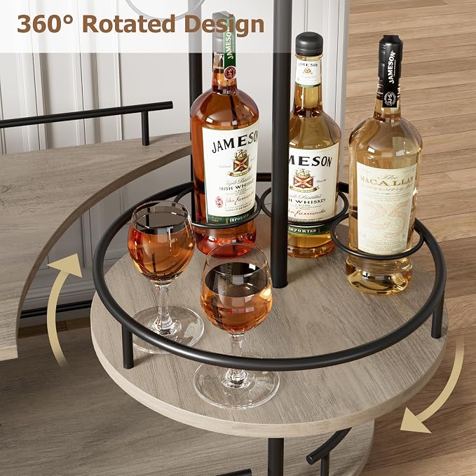 Garvee Bar Serving Cart with Wine Rack and Glass Holder, 3-Tier Rolling Serving - Image 4